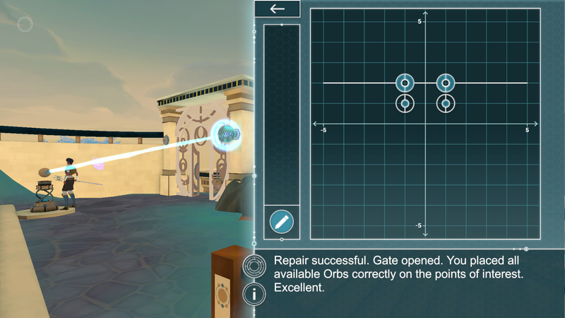 See that graph and the points on it? I had to place those orbs on those points in the correct way in order to power the door so I could progress to the next area.